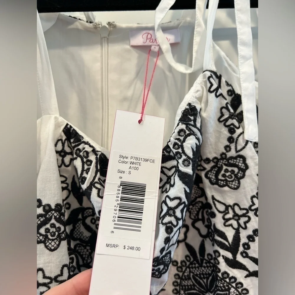 NWT! Parker White Cotton Eyelet Embroidered Summer Dress. Size Small. - Picture 6 of 11